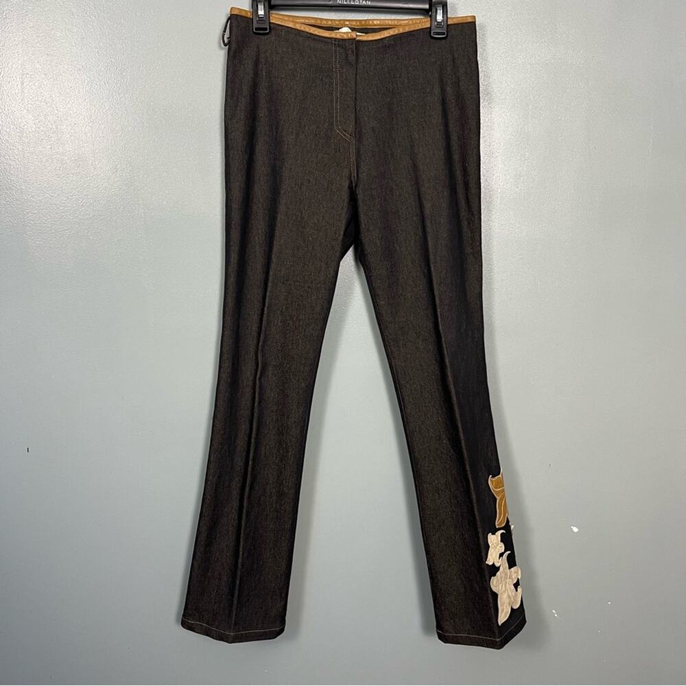 Manigance Paris Vintage Floral Patchwork Denim Jeans Trousers Y2K FR 42 US 10